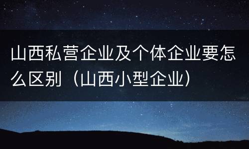 山西私营企业及个体企业要怎么区别（山西小型企业）