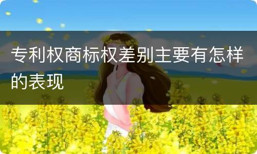 专利权商标权差别主要有怎样的表现