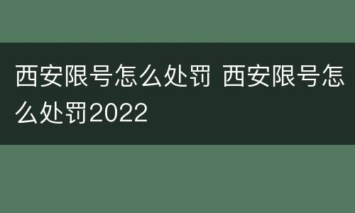 西安限号怎么处罚 西安限号怎么处罚2022