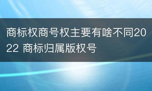 商标权商号权主要有啥不同2022 商标归属版权号