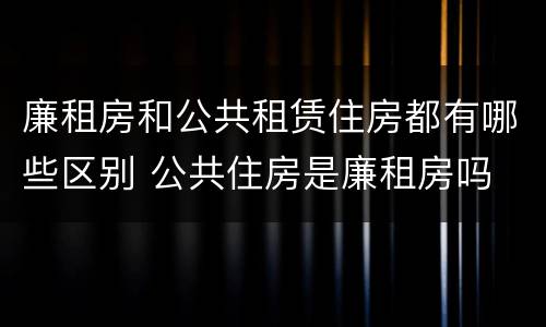 廉租房和公共租赁住房都有哪些区别 公共住房是廉租房吗