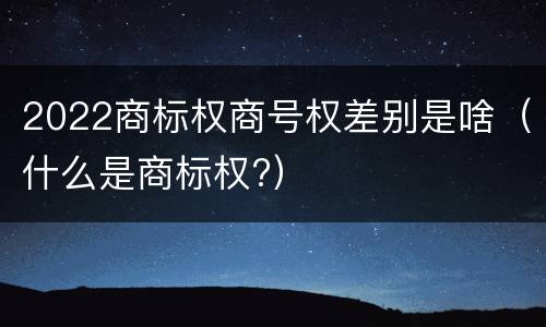 2022商标权商号权差别是啥（什么是商标权?）
