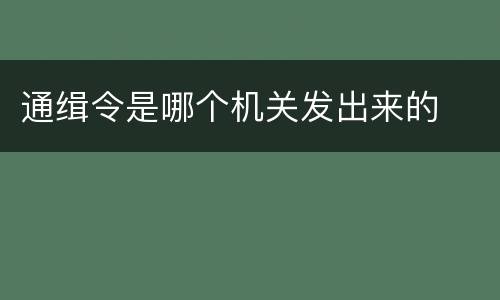 通缉令是哪个机关发出来的