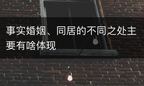事实婚姻、同居的不同之处主要有啥体现