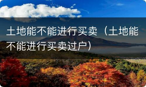 土地能不能进行买卖（土地能不能进行买卖过户）