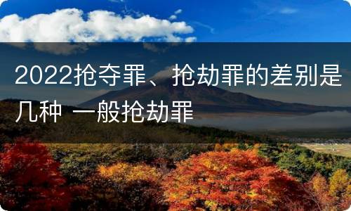 2022抢夺罪、抢劫罪的差别是几种 一般抢劫罪