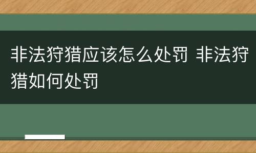 非法狩猎应该怎么处罚 非法狩猎如何处罚
