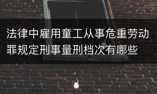 法律中雇用童工从事危重劳动罪规定刑事量刑档次有哪些