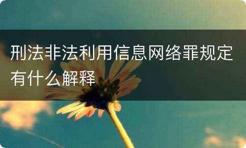 刑法非法利用信息网络罪规定有什么解释