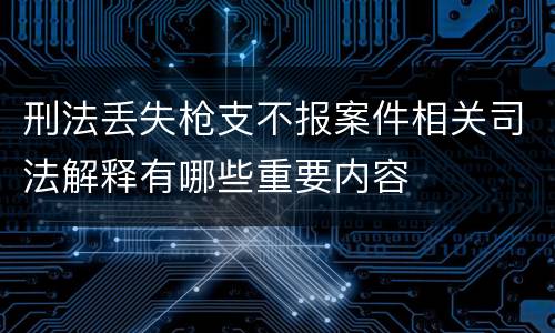 刑法丢失枪支不报案件相关司法解释有哪些重要内容