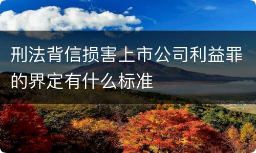 刑法背信损害上市公司利益罪的界定有什么标准