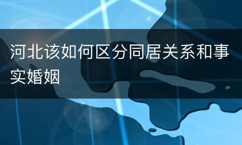 河北该如何区分同居关系和事实婚姻