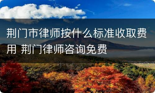 荆门市律师按什么标准收取费用 荆门律师咨询免费