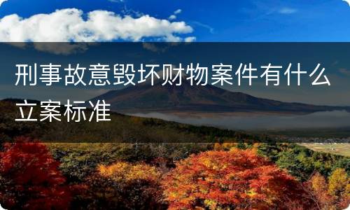 刑事故意毁坏财物案件有什么立案标准