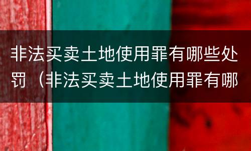 非法买卖土地使用罪有哪些处罚（非法买卖土地使用罪有哪些处罚规定）