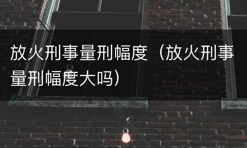 放火刑事量刑幅度（放火刑事量刑幅度大吗）