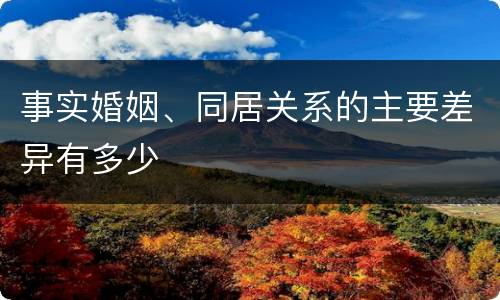 事实婚姻、同居关系的主要差异有多少