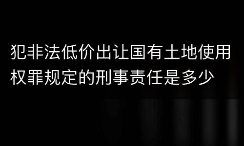 犯非法低价出让国有土地使用权罪规定的刑事责任是多少
