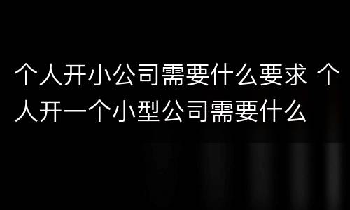 个人开小公司需要什么要求 个人开一个小型公司需要什么