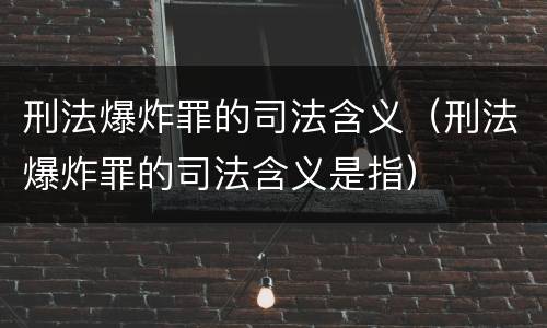 刑法爆炸罪的司法含义（刑法爆炸罪的司法含义是指）
