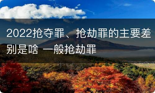 2022抢夺罪、抢劫罪的主要差别是啥 一般抢劫罪