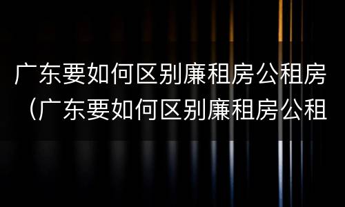 广东要如何区别廉租房公租房（广东要如何区别廉租房公租房和住宅）