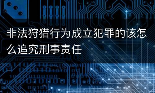 非法狩猎行为成立犯罪的该怎么追究刑事责任