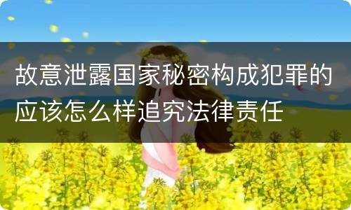 故意泄露国家秘密构成犯罪的应该怎么样追究法律责任