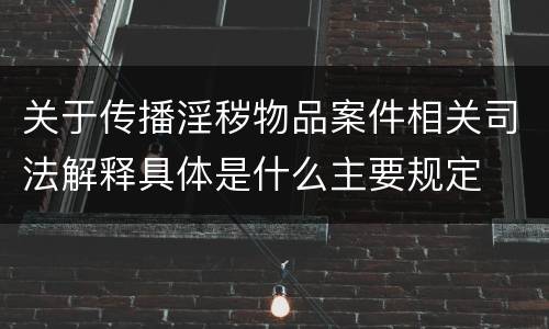 关于传播淫秽物品案件相关司法解释具体是什么主要规定