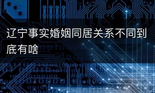 辽宁事实婚姻同居关系不同到底有啥