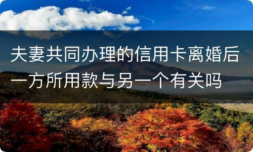 夫妻共同办理的信用卡离婚后一方所用款与另一个有关吗
