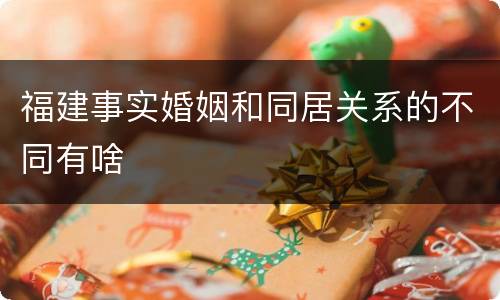 福建事实婚姻和同居关系的不同有啥