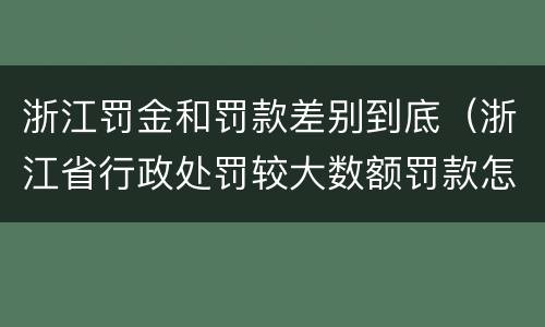 浙江罚金和罚款差别到底（浙江省行政处罚较大数额罚款怎么界定）