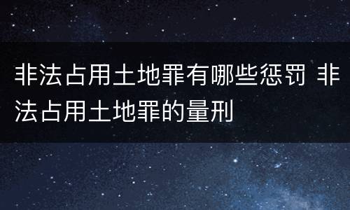 非法占用土地罪有哪些惩罚 非法占用土地罪的量刑