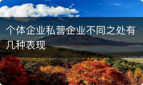 个体企业私营企业不同之处有几种表现
