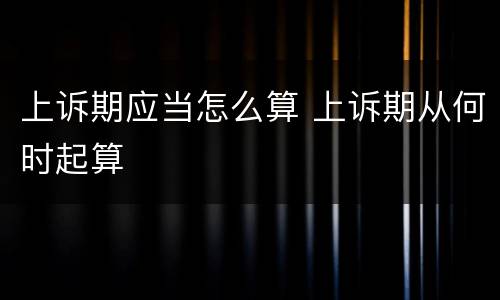 上诉期应当怎么算 上诉期从何时起算