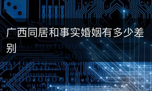 广西同居和事实婚姻有多少差别
