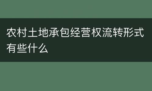 农村土地承包经营权流转形式有些什么