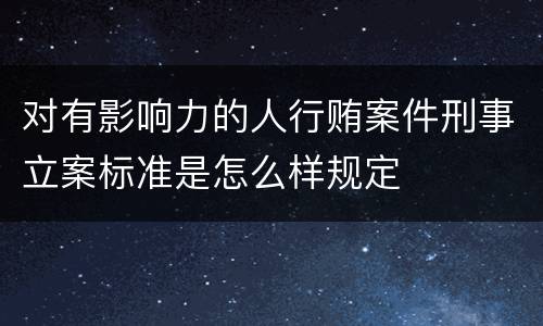 对有影响力的人行贿案件刑事立案标准是怎么样规定