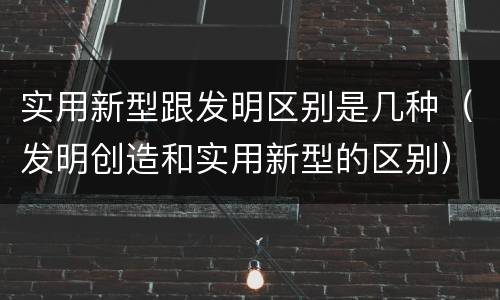 实用新型跟发明区别是几种（发明创造和实用新型的区别）