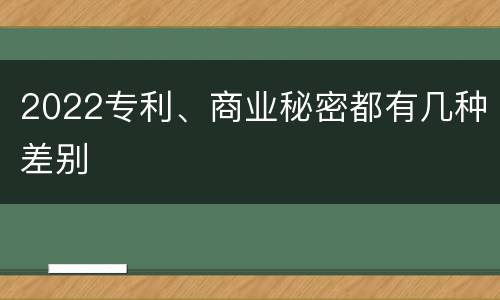 2022专利、商业秘密都有几种差别