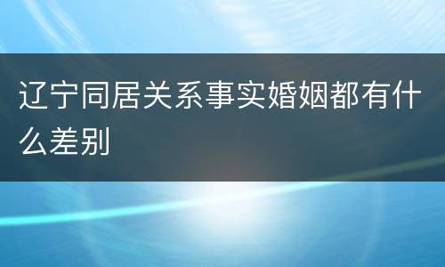 辽宁同居关系事实婚姻都有什么差别