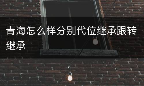 青海怎么样分别代位继承跟转继承