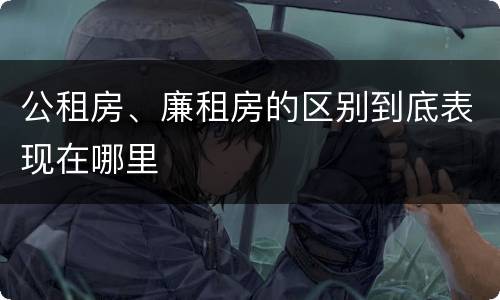 公租房、廉租房的区别到底表现在哪里