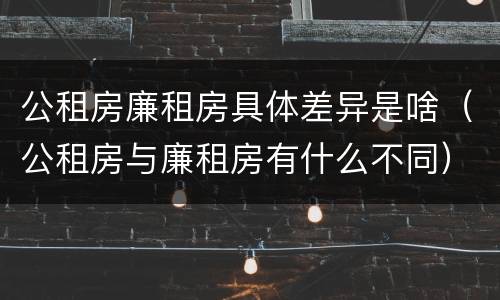 公租房廉租房具体差异是啥（公租房与廉租房有什么不同）