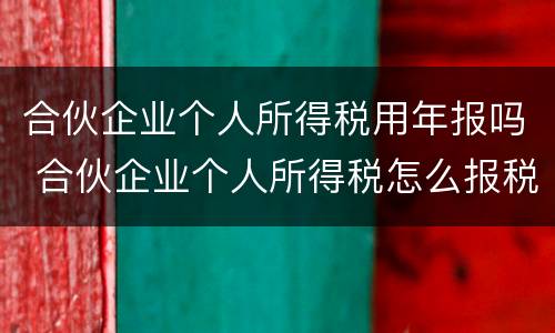 合伙企业个人所得税用年报吗 合伙企业个人所得税怎么报税