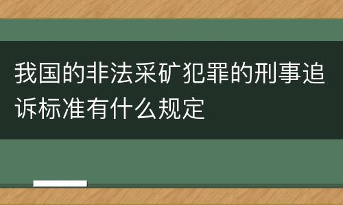 我国的非法采矿犯罪的刑事追诉标准有什么规定