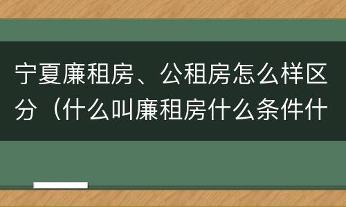 宁夏廉租房、公租房怎么样区分（什么叫廉租房什么条件什么叫公租房）