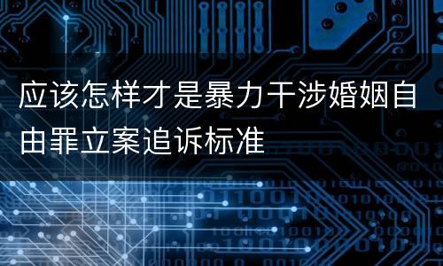 应该怎样才是暴力干涉婚姻自由罪立案追诉标准