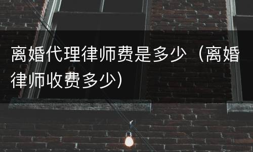 离婚代理律师费是多少（离婚律师收费多少）